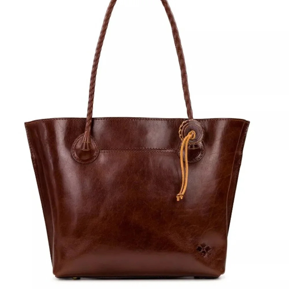 Patricia Nash Eastleigh Tote British Tan Solid 10th Anniversary Rosette NEW